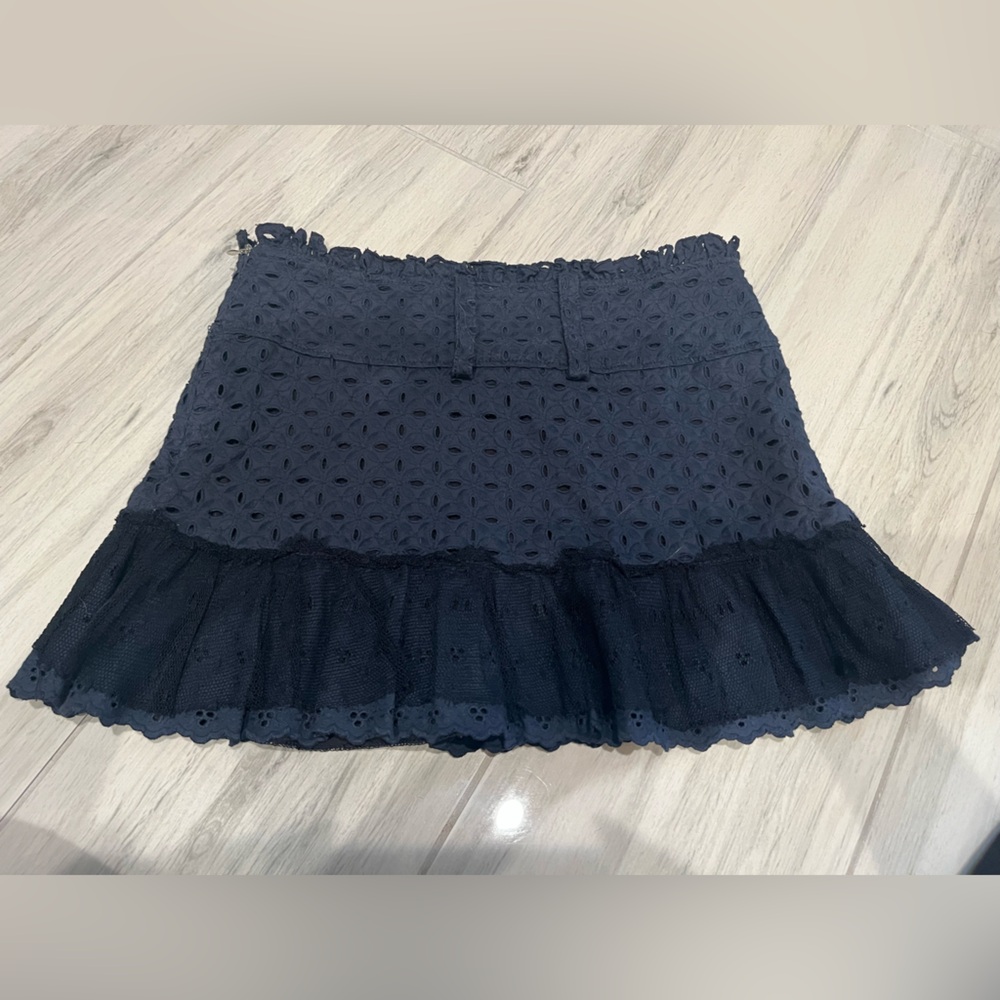Patrizia Pepe Blue Mini Skirt with ruffle details
